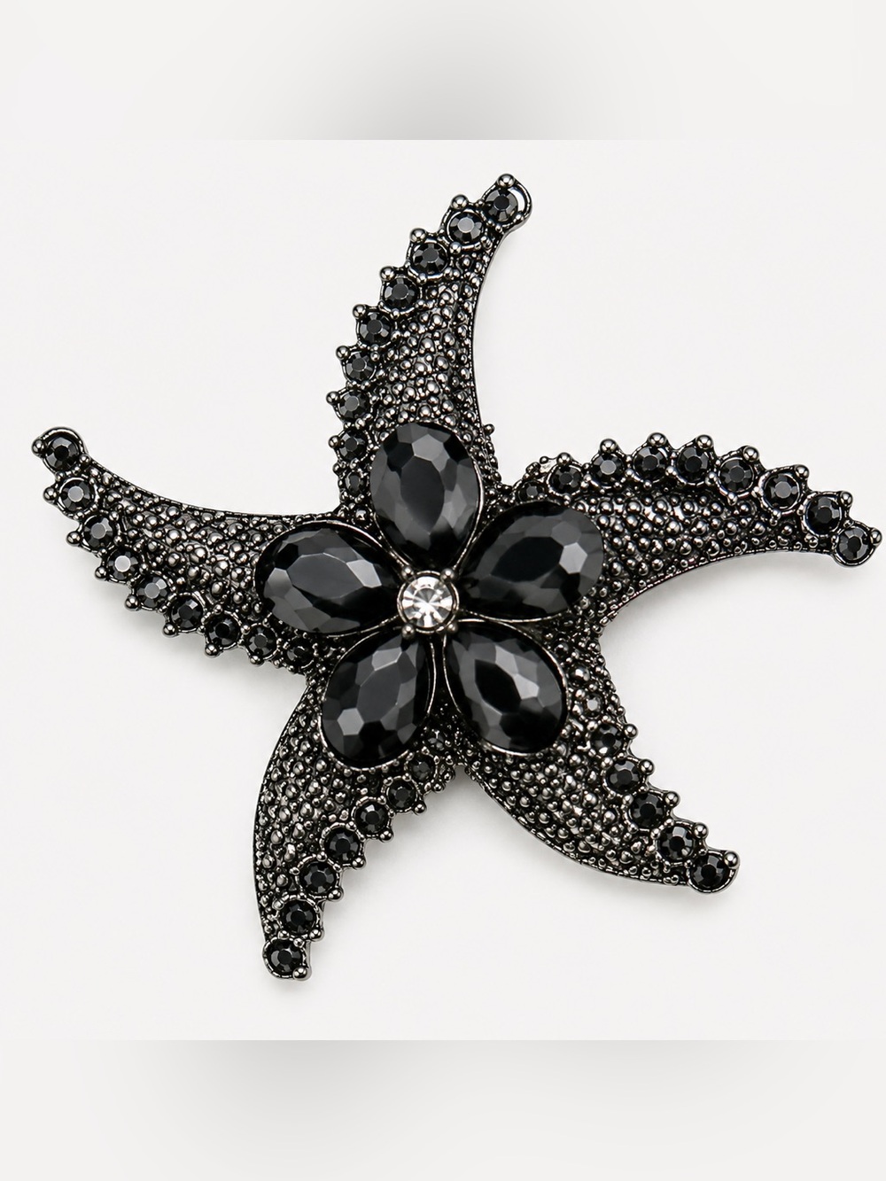 Crystal Floral Starfish Magnetic Brooch